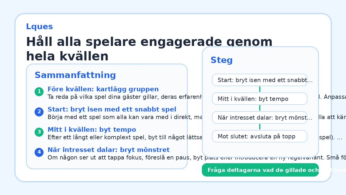 Håll alla spelare engagerade genom hela kvällen